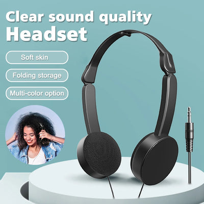 3.5mm Wired Headsets Adjustable Foldable Music Headphones Over Ear Stereo Headband Gaming Earphones Girl Gift for Mobile Tablet