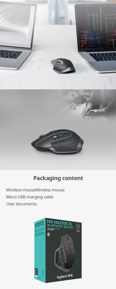Logitech MX Master2s Wireless Bluetooth Mouse for Office iPad Laptop Desktop Computer Rechargeable Model