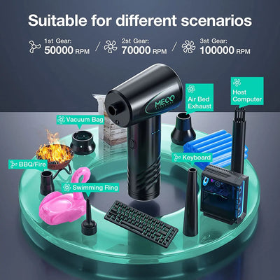 MECO ME CA1 Compressed Air Duster for Computers Protable Cordless Air Blower Computer Cleaning with LED Light for PC Keyboard