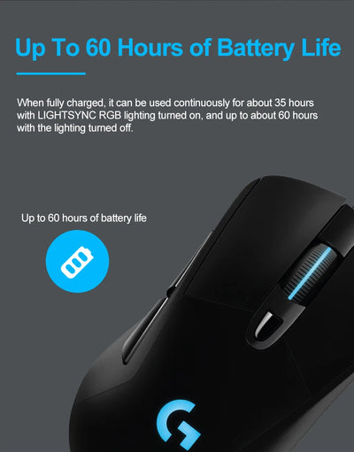 Logitech G703 LIGHTSPEED HERO Sensor E-sports Gaming Mouse 25600DPI Rechargeable Ergonomic 2.4G Wireless Mice RGB Backlight 1ms