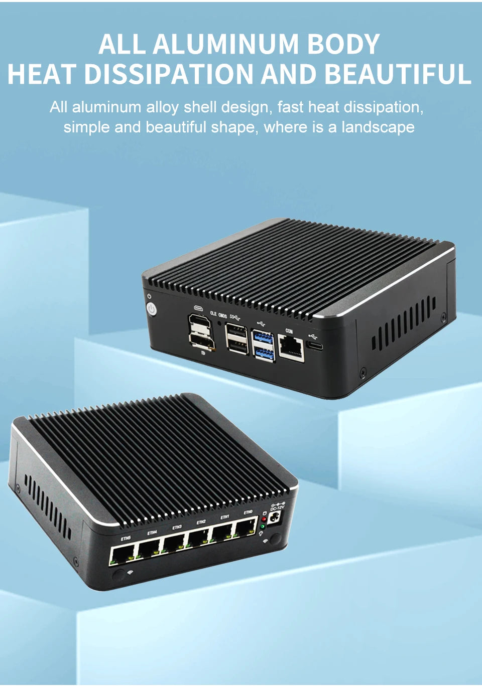 Intel N100 Soft Router 6 Lans i226-V 2.5G Fanless Mini PC