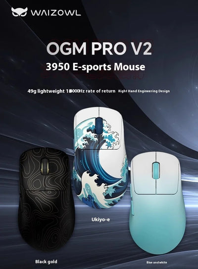 Waizowl Ogm Pro V2 Mouse Three Mode Wireless Paw3950 30000dpi Lightweight Customized Gaming Mouse For Desktop Computer Mice Gift