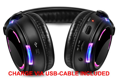 Silent Disco Headphones Compete System 200m Led Wireless Earphones 5 Headset + 200m Transmitter HD Sound No Lag for TV Watching