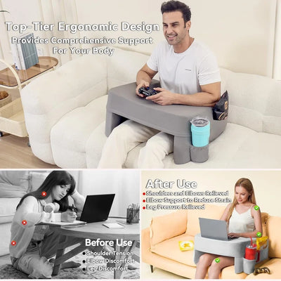 Ergonomic Reading Pillow Gaming Lap Desk with Cup Holder