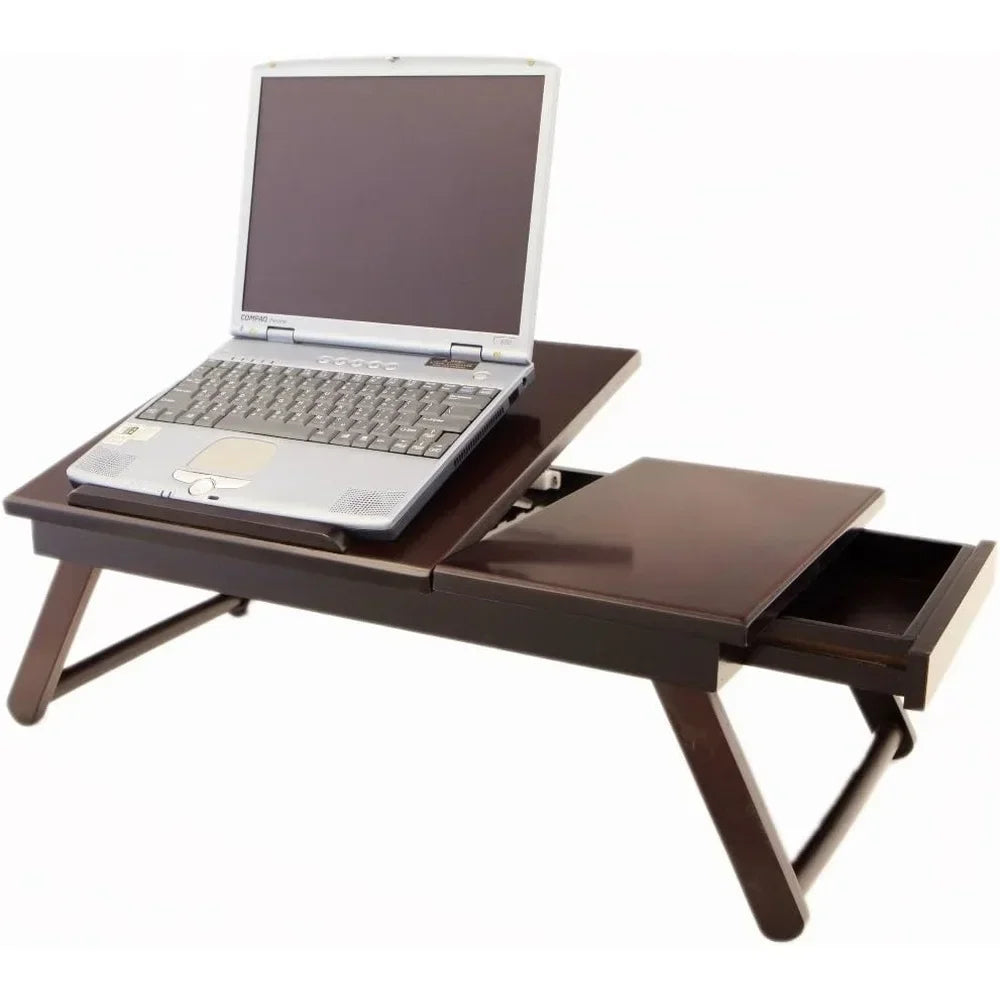 Foldable Wooden Lap Desk with Drawer Perfect Study Reading Work Convenience Easy to Wipe Clean