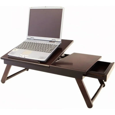 Foldable Wooden Lap Desk with Drawer Perfect Study Reading Work Convenience Easy to Wipe Clean