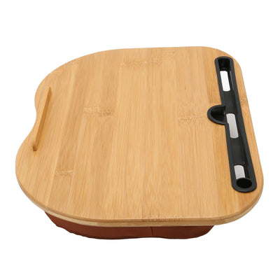 Laptop Desk with Pillow Cushion Bamboo Wood Portable Lap Desk Computer Laptop Stand for Up to 15.6 Inch Laptops Tablet PC