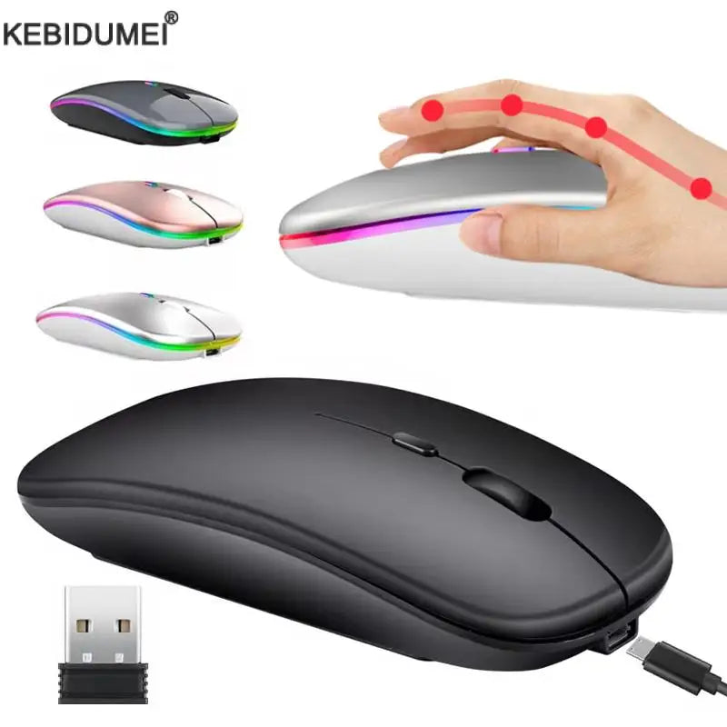 Wireless Mouse For Laptop PC 2.4GHz RGB Rechargeable Mouses Wireless Computer Silent Mice LED Backlit Ergonomic Gaming Mouse