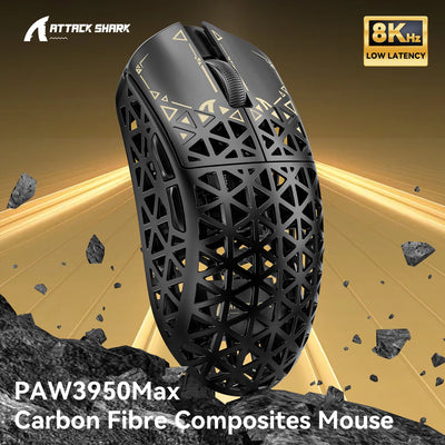 ATTACK SHARK R5Ultra 8K Carbon Fiber Wireless Gaming Mouse with 42000 DPI -PAW3950 MAX Sensor -39g Ultra-Lightweight for Win/Mac