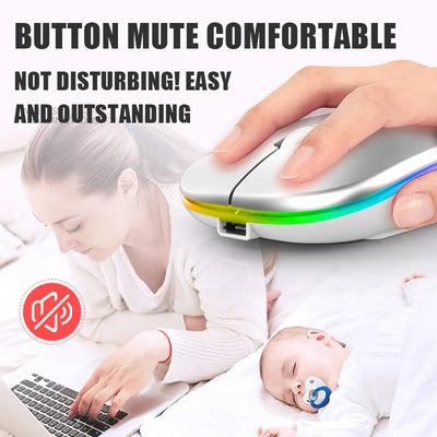 Wireless Mouse For Laptop PC 2.4GHz RGB Rechargeable Mouses Wireless Computer Silent Mice LED Backlit Ergonomic Gaming Mouse