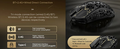 ATTACK SHARK R5Ultra 8K Carbon Fiber Wireless Gaming Mouse with 42000 DPI -PAW3950 MAX Sensor -39g Ultra-Lightweight for Win/Mac