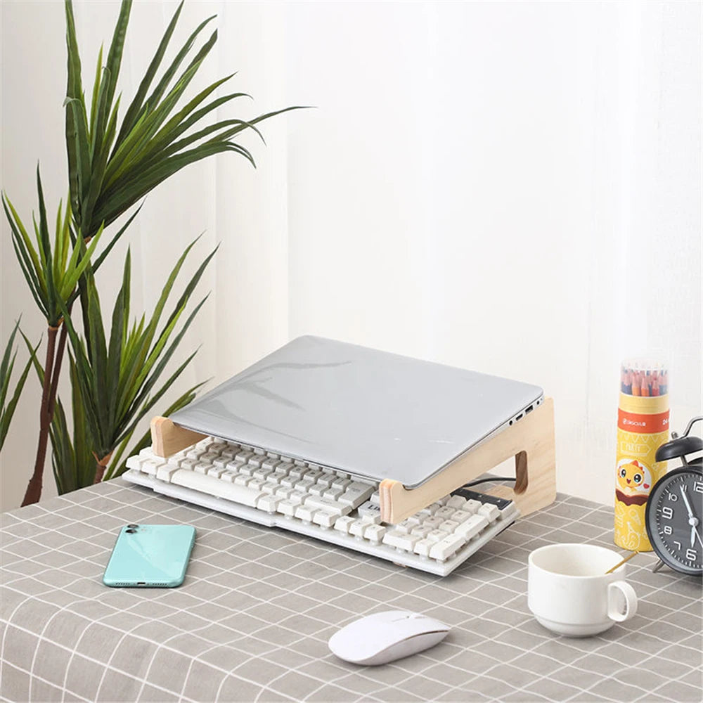 Wood Laptop Stand Assembled Lapdesk Riser For 11-17 inch Laptop Wooden Cooling Bracket For Macbook Dell Reinforced Support Base