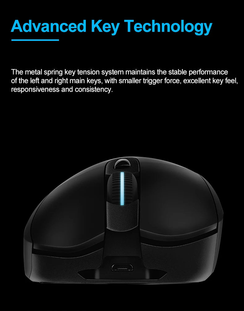 Logitech G703 LIGHTSPEED HERO Sensor E-sports Gaming Mouse 25600DPI Rechargeable Ergonomic 2.4G Wireless Mice RGB Backlight 1ms