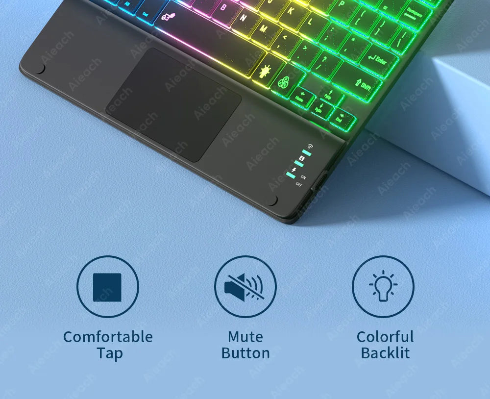 Rechargeable Backlit Tablet Android Keyboard,Wireless Bluetooth Keyboard with Touchpad for Xiaomi Pad 5 6 Pro iPad 9th 10th Gen