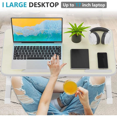 Ergonomic Laptop Bed Table Foldable Portable Desk with Cooling Fan Adjustable Height Work Study and Relaxation