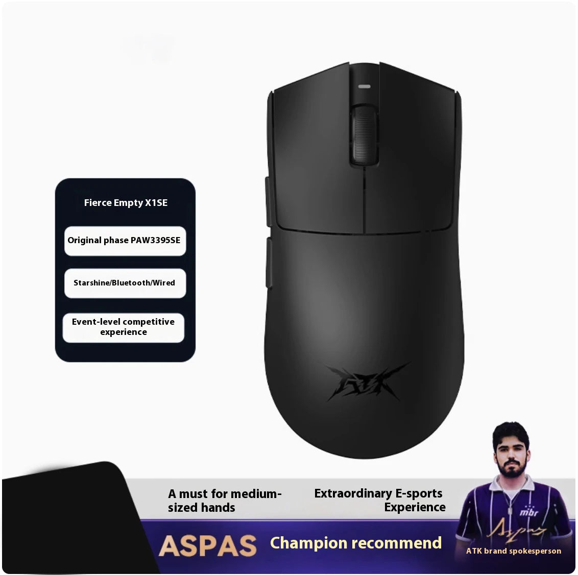 ATK Blazing Sky X1 Pro Max Ultra ULTIMATE Mouse Three Mode Bluetooth Wireless Mouse Paw3950 8K Lightweight FPS E-sports Pc Gamer