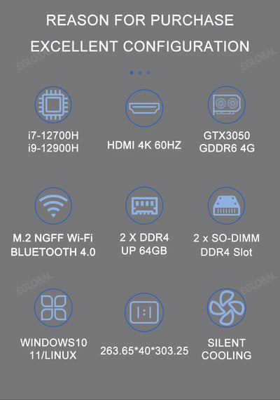 Mini PC Gamer Intel i7 13700H i9 12900H RTX 4060 3050 8G 2xPCIe Windows 11