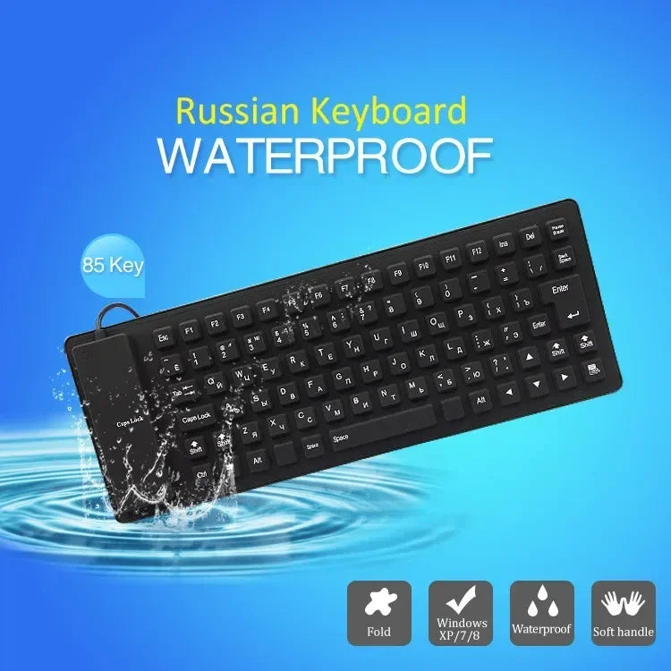 85 Keys Silicon Soft Keyboard USB Plug Play  Wired Gamer Waterproof Russian Keyboard Tablet Desktop Pad PC Tablet