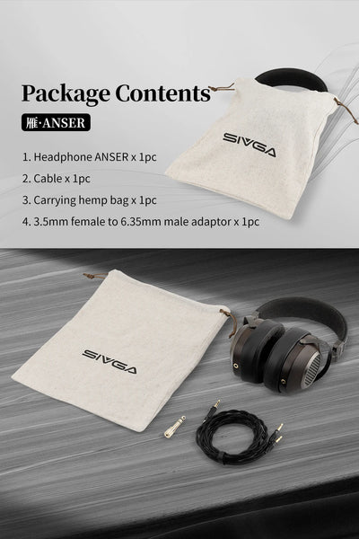 SIVGA ANSER High-Fidelity Audio Open-back Wooden Headphone 50mm Dynamic Driver Over-ear Wired Headset