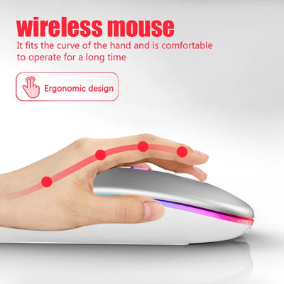 Wireless Mouse For Laptop PC 2.4GHz RGB Rechargeable Mouses Wireless Computer Silent Mice LED Backlit Ergonomic Gaming Mouse
