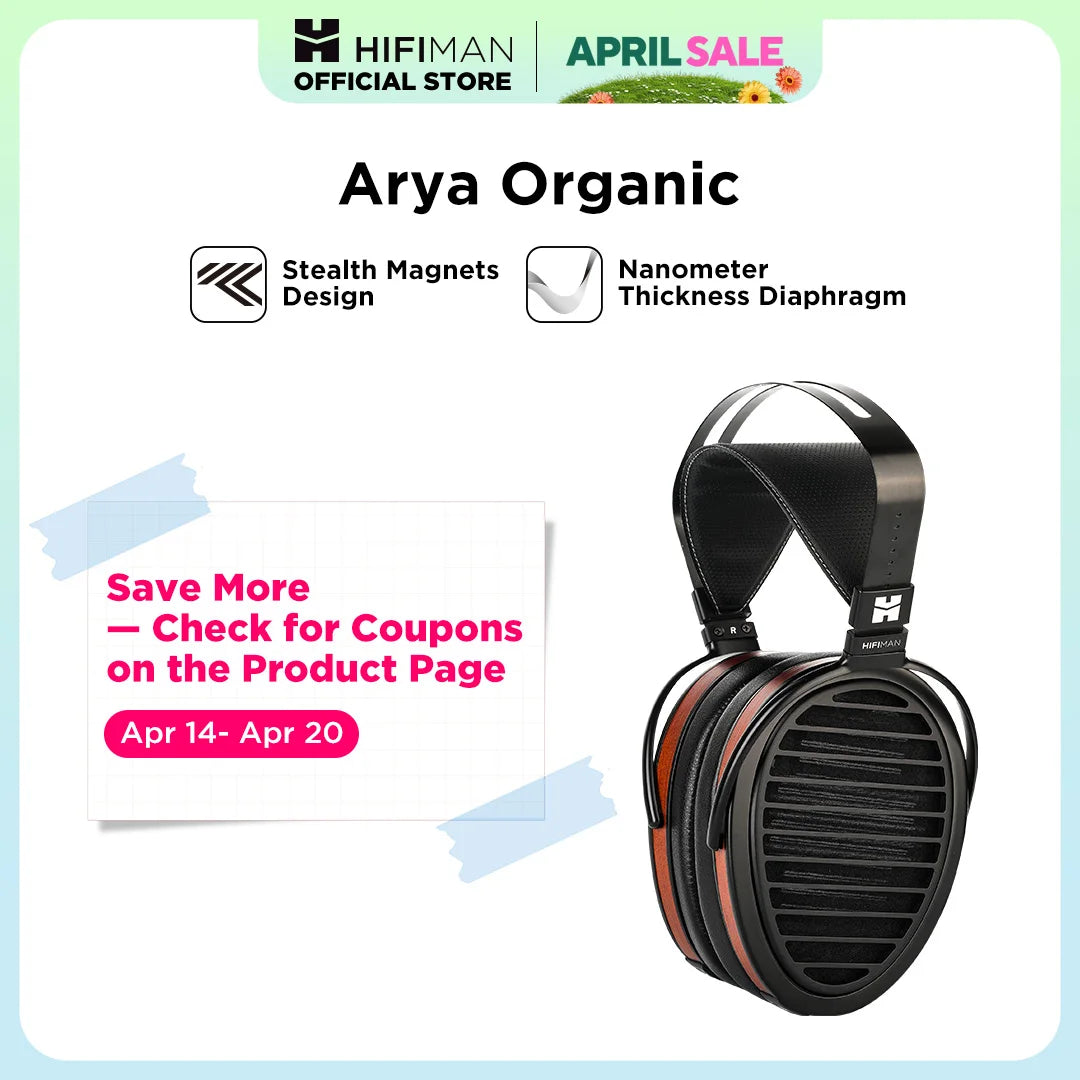 HIFIMAN Arya Organic Full-Size Over-Ear Open-Back Planar Magnetic Headphone with Stealth Magnets for Audiophiles, Home & Studio