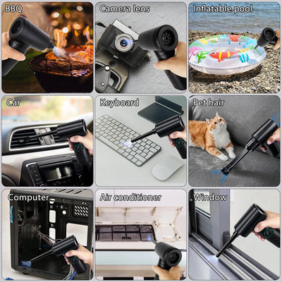 7500mAh Portable Compressed Air Duster Multi Air Blower & Vacuum Cleaner Cordless Duster Blower for Keyboard Computer Cleaning