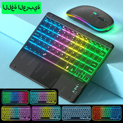 Rechargeable Backlit Tablet Android Keyboard,Wireless Bluetooth Keyboard with Touchpad for Xiaomi Pad 5 6 Pro iPad 9th 10th Gen