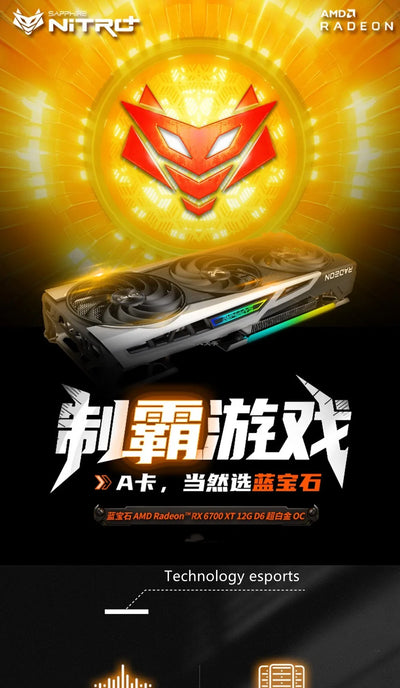 USED Sapphire RX 6700 XT 6700XT RX6700 Nitro 12GB GPU Video Card AMD Radeon RX6700XT Graphics Cards Desktop PC Office