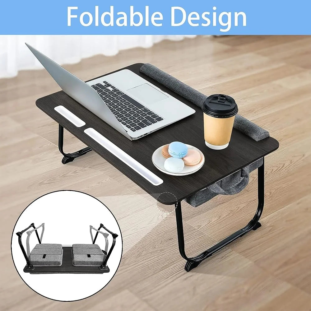 Adjustable Lap Desk Laptop Bed Tray with Cushion Portable Foldable Computer Table Ergonomic Mouse Pad 17 Inch Laptops