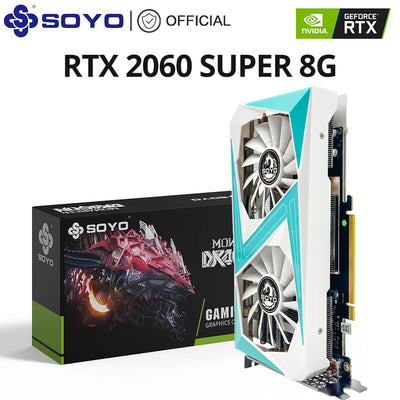 SOYO World Premiere Nvidia Geforce RTX 2060 SUPER GDDR6 8G Graphics Card 256Bit White Video Gaming Card Full New GPU RGB Card