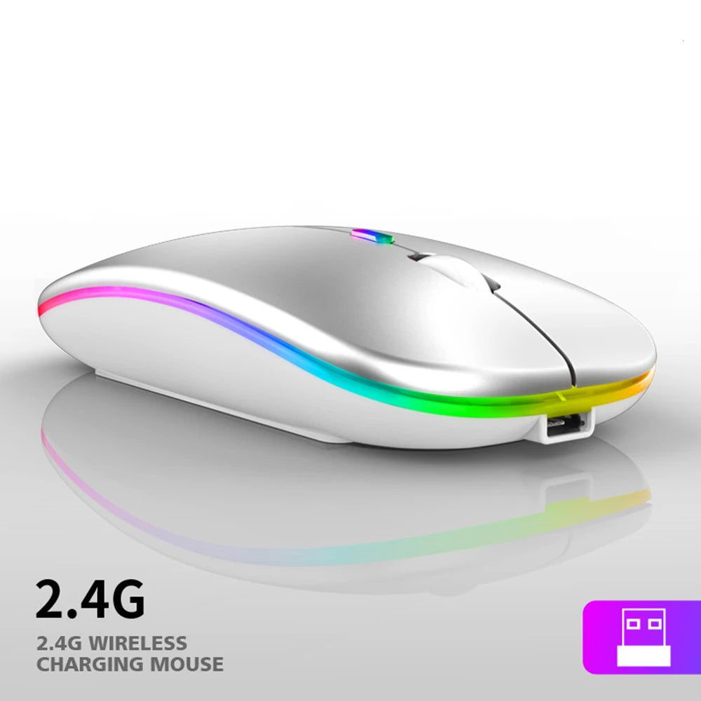 Wireless Mouse For Laptop PC 2.4GHz RGB Rechargeable Mouses Wireless Computer Silent Mice LED Backlit Ergonomic Gaming Mouse