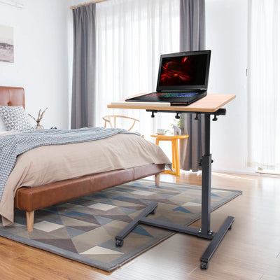 58-90cm Adjustable Height Laptop Desk Rectangle Desktop 4 Universal Wheels (All with Brakes)