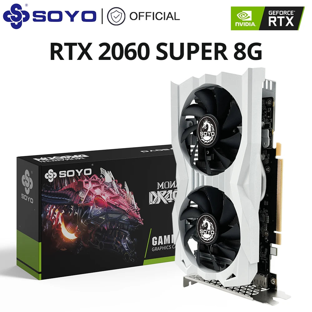 SOYO World Premiere Nvidia Geforce RTX 2060 SUPER GDDR6 8G Graphics Card 256Bit White Video Gaming Card Full New GPU RGB Card