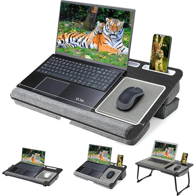 Adjustable Lap Desk Laptop Bed Tray with Cushion Portable Foldable Computer Table Ergonomic Mouse Pad 17 Inch Laptops