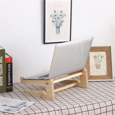 Wood Laptop Stand Assembled Lapdesk Riser For 11-17 inch Laptop Wooden Cooling Bracket For Macbook Dell Reinforced Support Base