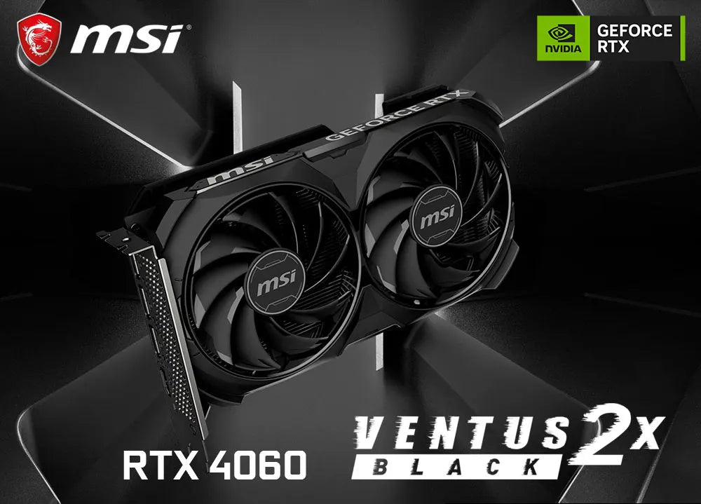 MSI GeForce RTX 4060 VENTUS 2X BLACK 8G OC Gaming Graphics Card 8G GDDR6 128-bit PCI-E 4.0x8 HDMI DP 8Pin Desktop Video Card New