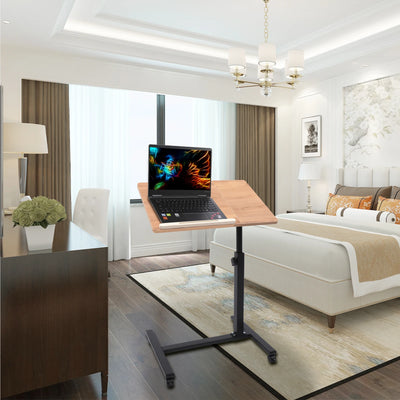 58-90cm Adjustable Height Laptop Desk Rectangle Desktop 4 Universal Wheels (All with Brakes)