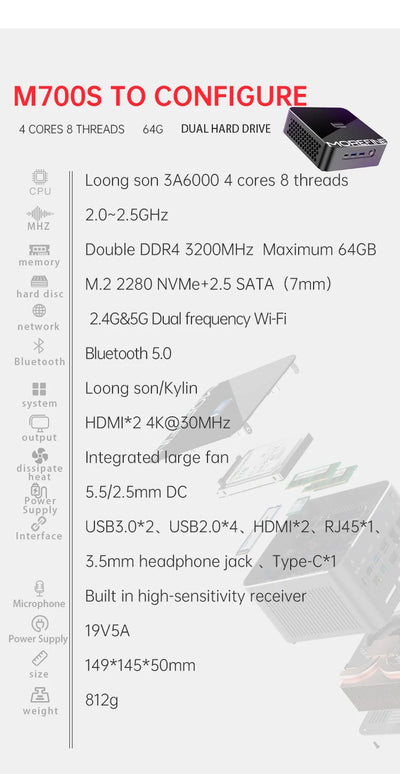 Mini Host M700S Gaming Pc 16GB