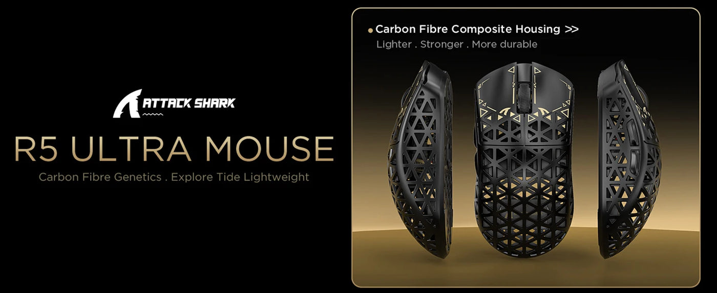 ATTACK SHARK R5Ultra 8K Carbon Fiber Wireless Gaming Mouse with 42000 DPI -PAW3950 MAX Sensor -39g Ultra-Lightweight for Win/Mac