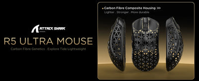 ATTACK SHARK R5Ultra 8K Carbon Fiber Wireless Gaming Mouse with 42000 DPI -PAW3950 MAX Sensor -39g Ultra-Lightweight for Win/Mac