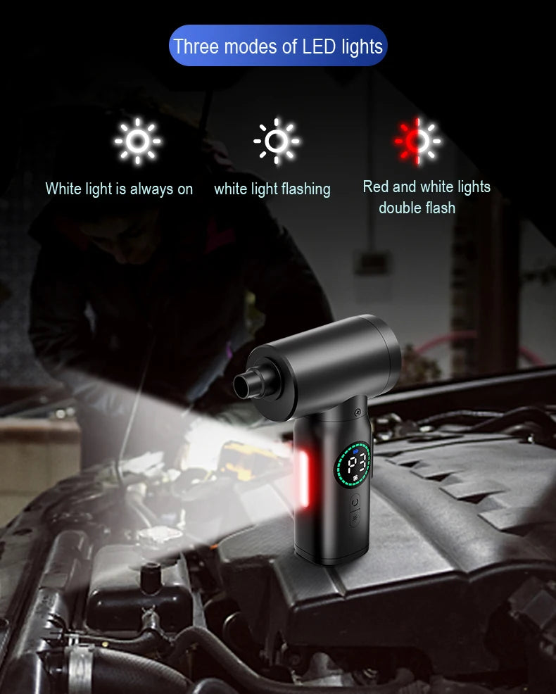 Portable Compressed Air Duster 2 in 1 Air Blower & Vacuum Cleaner Cordless 3 Speed Air Blower for Keyboard Computer Car Cleaning