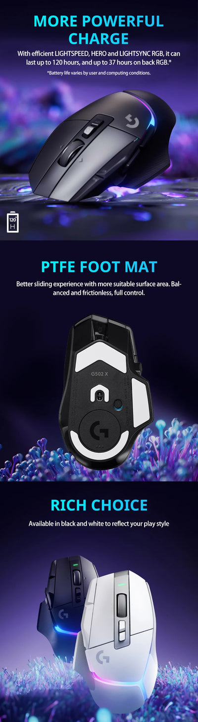 Logitech G502X PLUS Lightspeed Wireless Mouse High Performance Brand New Gaming Mouse RGB Adjustable DPI Computer Gaming Mouse