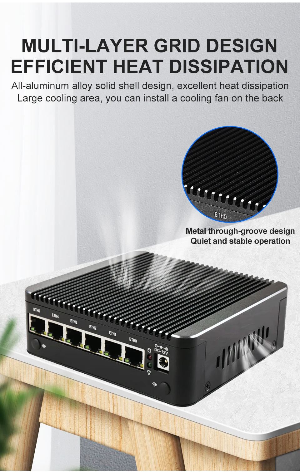 Intel N100 Soft Router 6 Lans i226-V 2.5G Fanless Mini PC