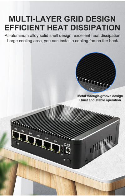 Intel N100 Soft Router 6 Lans i226-V 2.5G Fanless Mini PC