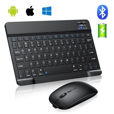 Mini Bluetooth Wireless Keyboard and Mouse Set 10 Inch Rechargeable English Keypad Mice For Tablet ipad Pro 12 9 Air 4 S6 Lite
