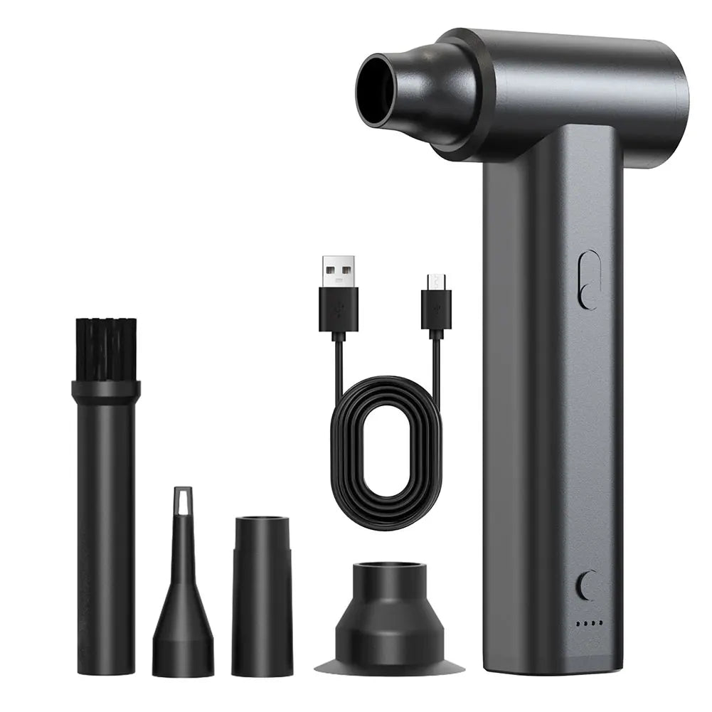 Compressed Air Duster 120000PRM Mini Blower Turbo Fan USB Rechargeable 2 in 1 Air Blower & Vacuum Cleaner Keyboard Cleaning Kit