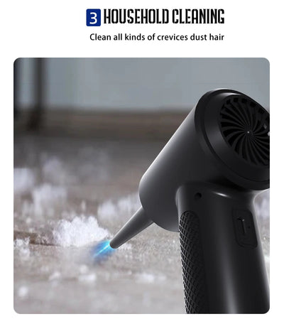 Compressed Air Duster for Computers Protable Cordless Air Blower Computer Cleaning with LED Light for PC Keyboard Crumbs Car