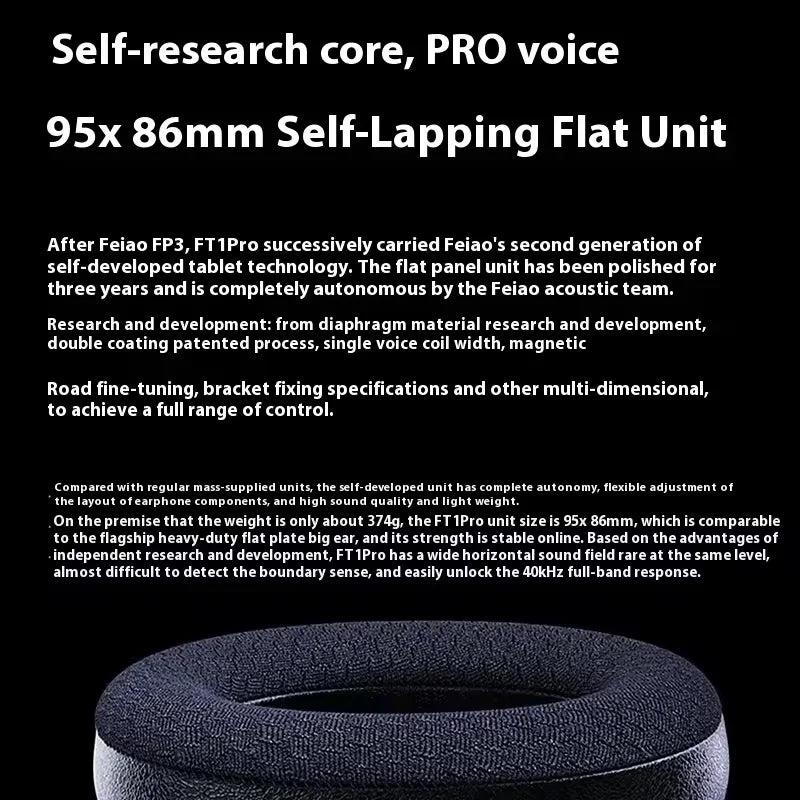 Fiio FT1 Pro Black And Blue Headphones Open Flat Diaphragm Wired Earphones 3.5mm/4.4mm Interchangeable HIFI Custom Headsets