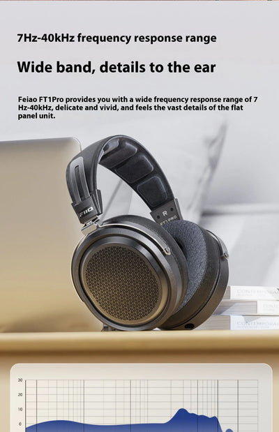 Fiio FT1 Pro Black And Blue Headphones Open Flat Diaphragm Wired Earphones 3.5mm/4.4mm Interchangeable HIFI Custom Headsets