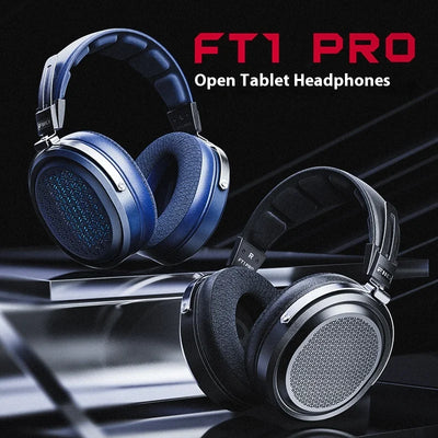 Fiio FT1 Pro Black And Blue Headphones Open Flat Diaphragm Wired Earphones 3.5mm/4.4mm Interchangeable HIFI Custom Headsets